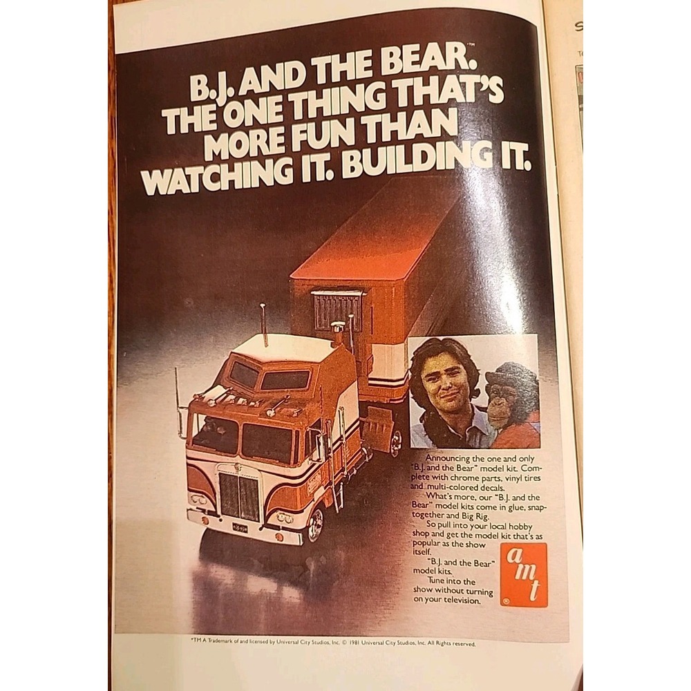 1981 AMT Toy Model‎ PRINT AD ART - B.J. AND THE BEAR TV Show Greg Evans 18 Wheel